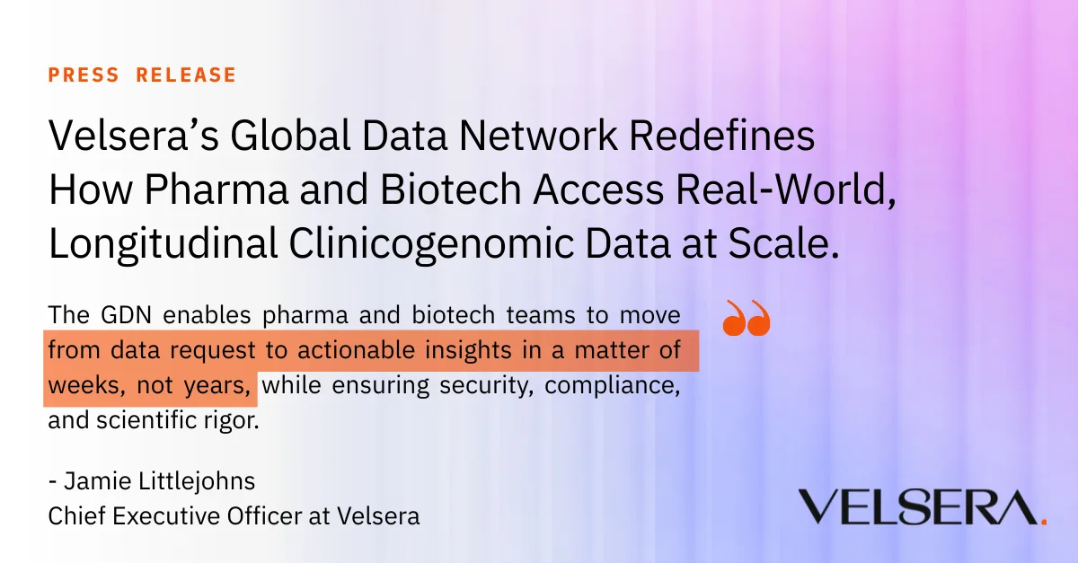 Featured image for  titled Velsera’s Global Data Network Redefines How Pharma and Biotech Access Real-World, Longitudinal Clinicogenomic Data at Scale